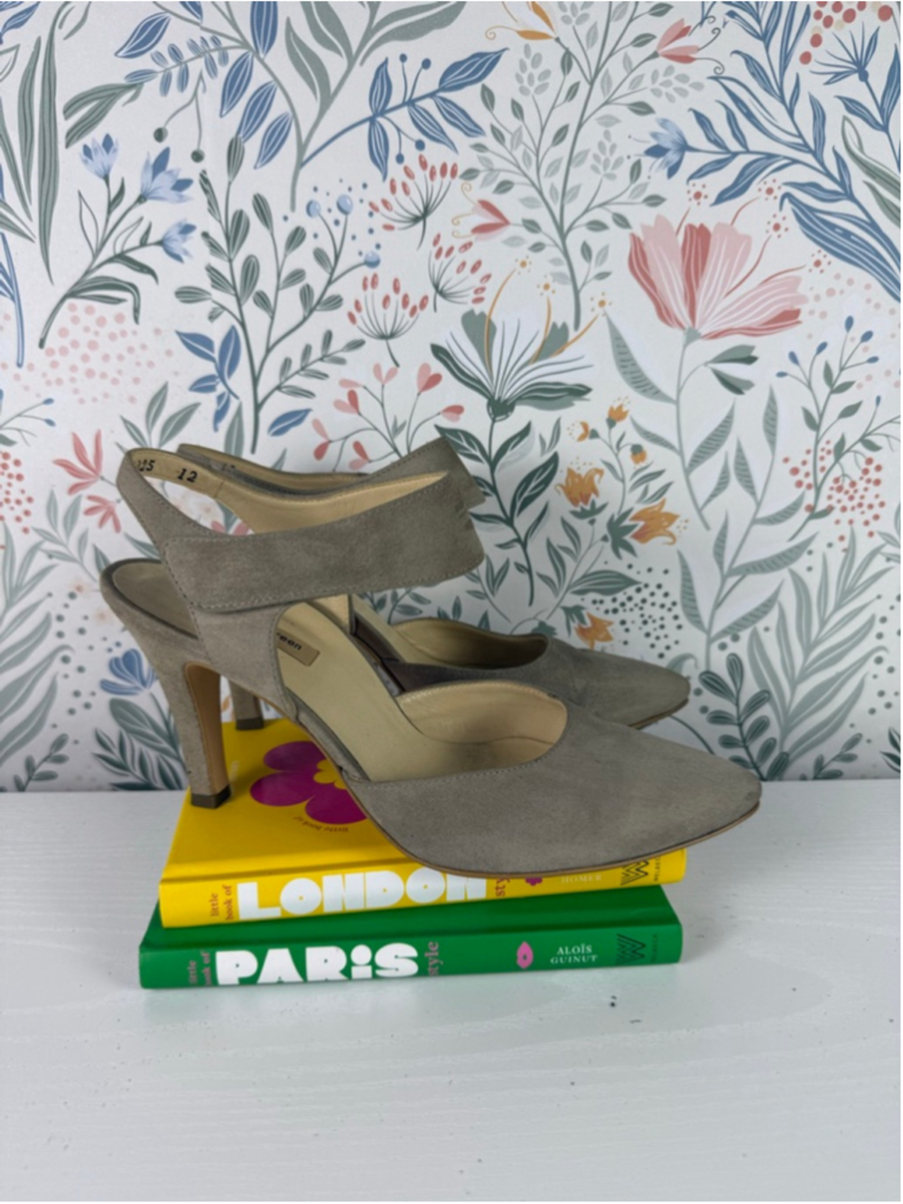 Paul Green Suede Slingback Pumps US 8 Taupe Pointed Toe Comfort Heels